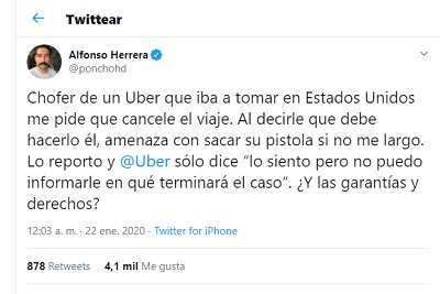 Poncho Herrera, pantallazo Twitter