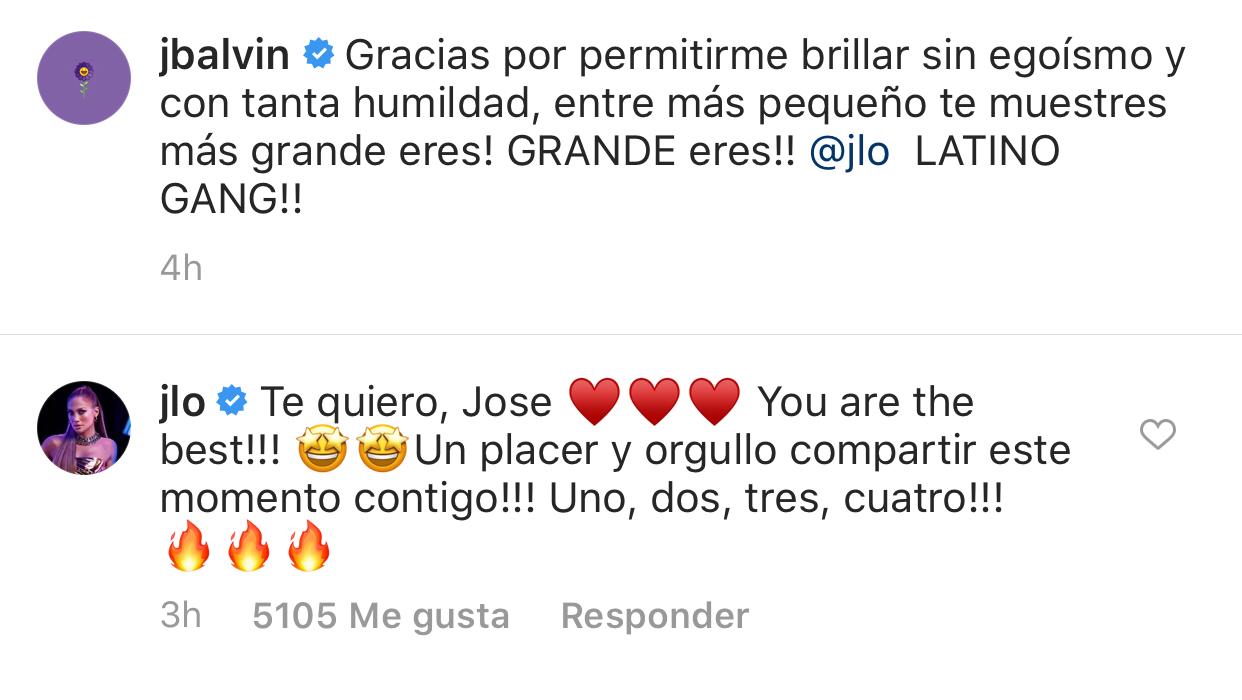 Captura Instagram - JBalvin JLo