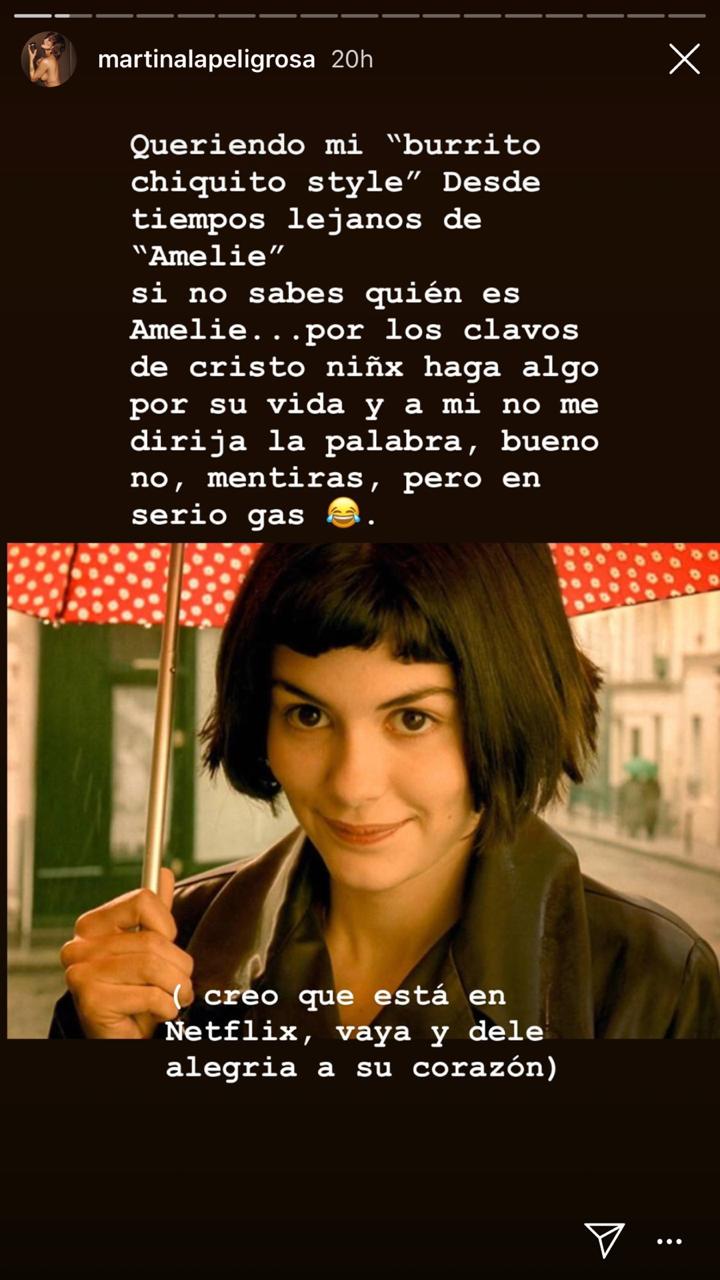 Captura del Instagram de Martina 'La peligrosa'