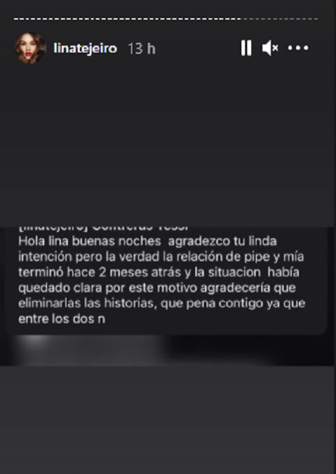 Lina Tejeiro post en Instagram