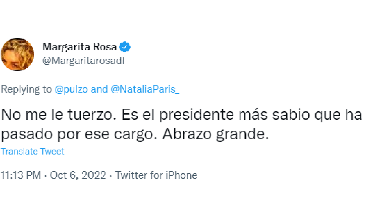 Tweet de Margarita Rosa de Francisco