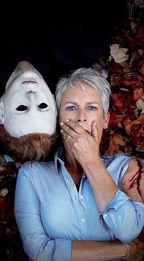 Jaime Lee Curtis junto a Michael Myers