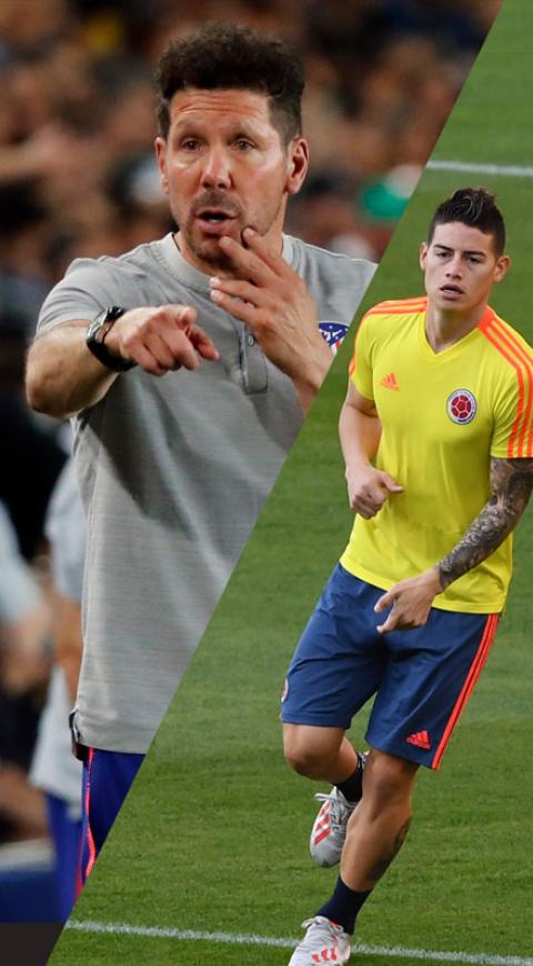 James Rodríguez y Diego Simeone