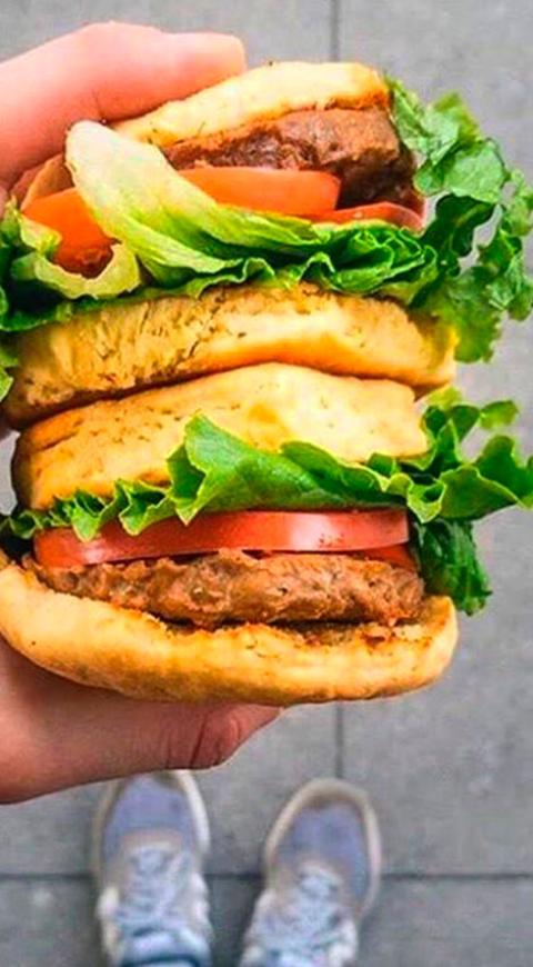 Hamburguesa con carne hecha de plantas