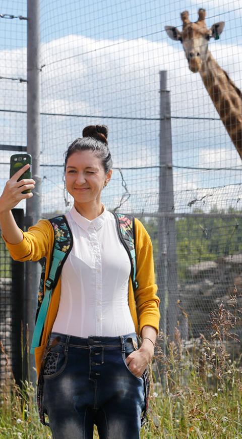 Selfie con una jirafa