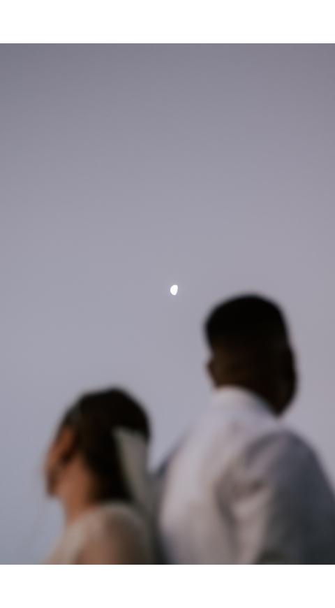Pareja Pareja de casados mirando hacia la luna