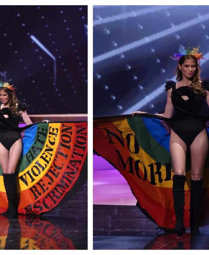Miss Uruguay Lola de los Santos en Miss Universo - desfile en traje típico